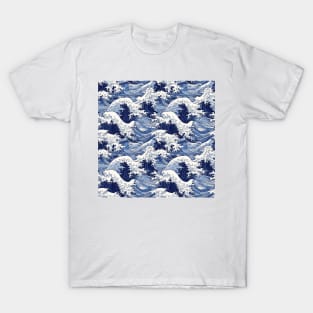 Ephemeral Crests: Hokusai Waves Reimagined T-Shirt